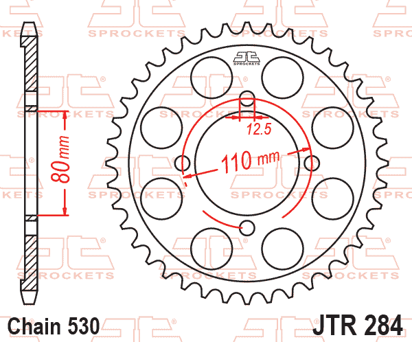 REAR SPROCKET JTR284.39 STEEL, HONDA ROAD JT thumbnail 2