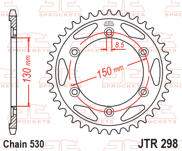 REAR SPROCKET JTR298.40 STEEL, HONDA ROAD JT thumbnail 2
