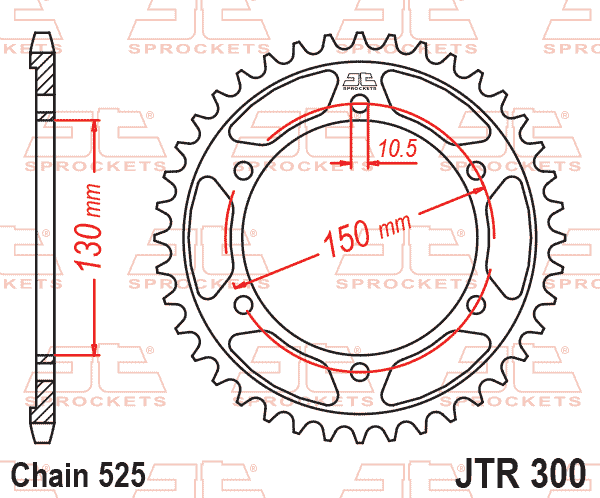 REAR SPROCKET JTR300.46 525, HONDA ROAD JT thumbnail 2