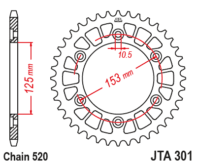 REAR SPROCKET ALLOY BLACK RACELITE JTA301.42BLK thumbnail 3