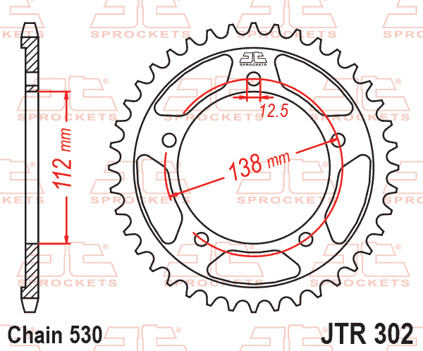 REAR SPROCKET STEEL HARD ZBK, JTR302.43ZBK thumbnail 2