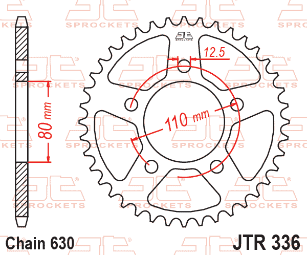 REAR SPROCKET JTR336.38 STEEL, HONDA ROAD JT thumbnail 2