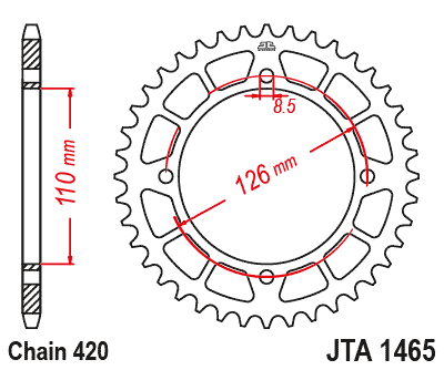 REAR SPROCKET ALLOY Black, JTA1465.47 7075-T6 Aluminium thumbnail 3