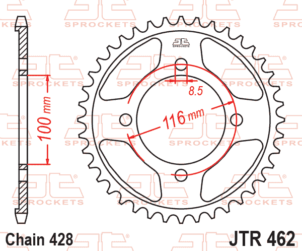 REAR SPROCKET STEEL JTR462.49, CHAIN 428 Conversion JTR456.49, SR462-49 thumbnail 2