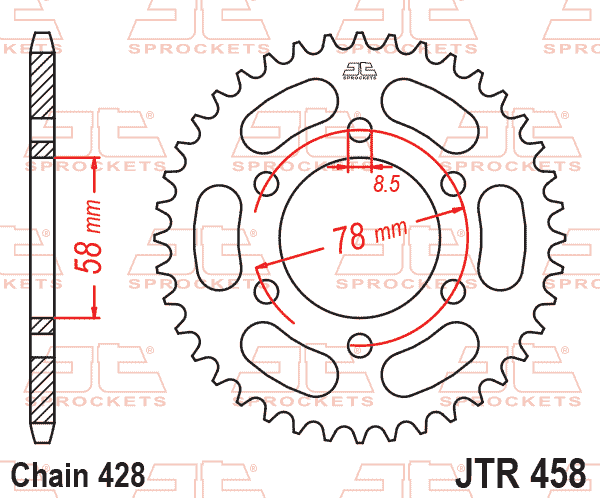 REAR SPROCKET JTR458.37 STEEL, HONDA ROAD JT thumbnail 2