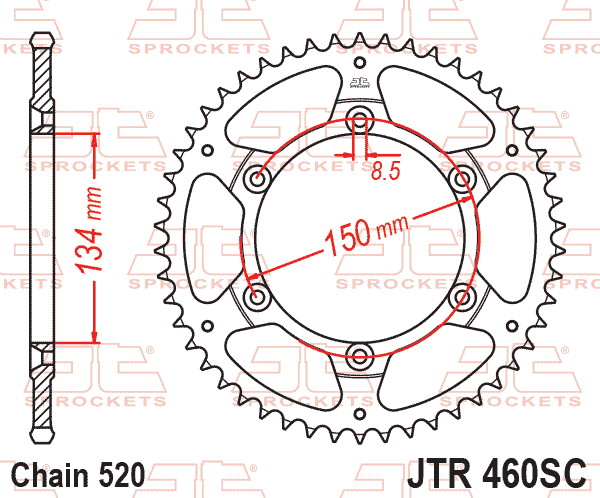 REAR SPROCKET STEEL BLK JTR460, LIGHTWEIGHT SELF-CLEANING, JTR460.48SC, JTR46048SC thumbnail 2