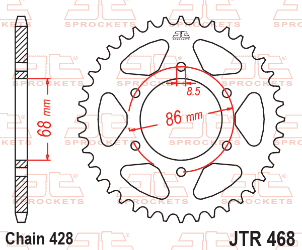 REAR SPROCKET JTR468.46 STEEL, HONDA ROAD JT thumbnail 2