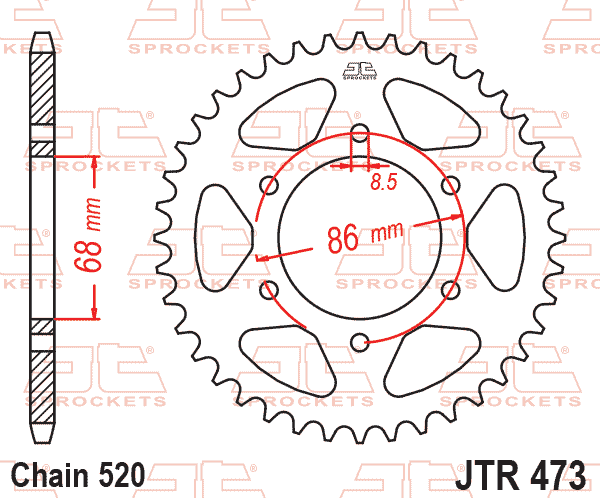 REAR SPROCKET JTR473.40 STEEL, HONDA ROAD JT thumbnail 2