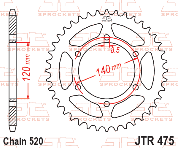 REAR SPROCKET JTR475.42 JT 520 thumbnail 3