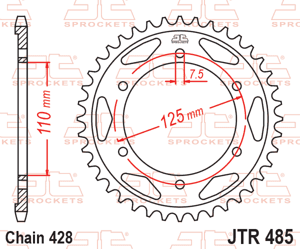 REAR SPROCKET JTR485.44 JT 428 thumbnail 2