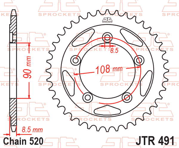 REAR SPROCKET STEEL JTR491.38, Ducati Road image 1