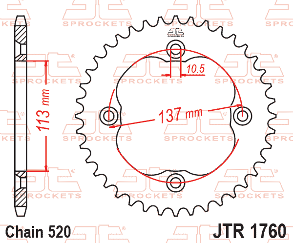 REAR SPROCKET STEEL JTR1760.38, BLACK, SR1760-38 thumbnail 2