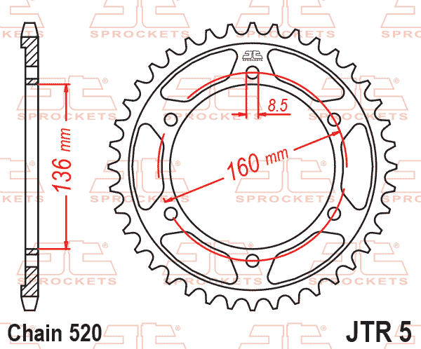 REAR SPROCKET JTR5.46 JT 520 OLD No. SR005-41.S.JT thumbnail 2