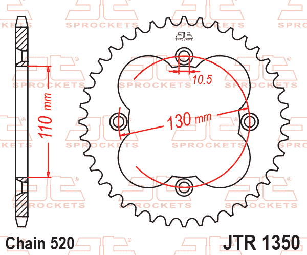 REAR SPROCKET JTR1350.38 TRX BLACK SR600-38, SR1350-38 thumbnail 3
