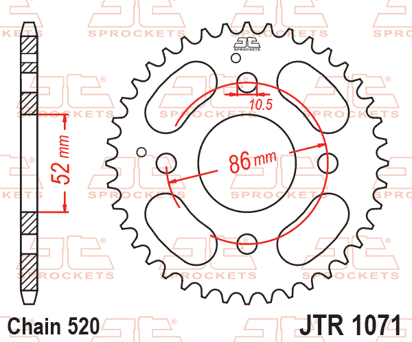 REAR SPROCKET JTR1071.31 JT, JT STEEL 520 KYMCO 50/150 thumbnail 2
