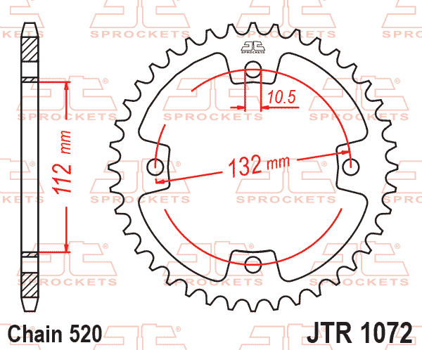 REAR SPROCKET JTR1072.38 JT, 520 CHAIN,KYMCO 250cc thumbnail 2