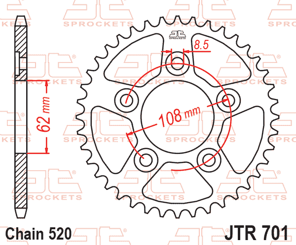 REAR SPROCKET JTR701.40 JT 520 thumbnail 2