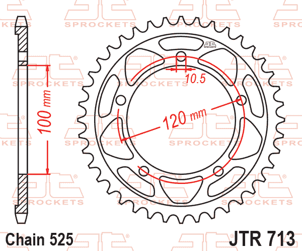 REAR SPROCKET JTR713.42 STEEL, ROAD thumbnail 2