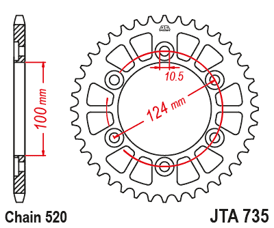 REAR SPROCKET ALLOY SILVER 735, JTA735.38 thumbnail 2