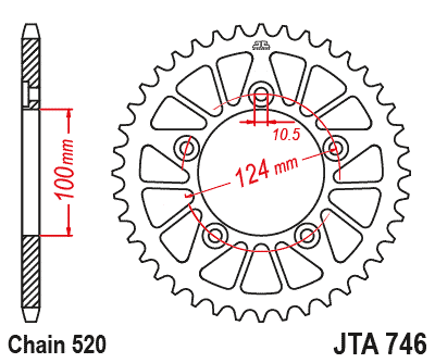REAR SPROCKET ALLOY BLACK JTA746.43BLK JT RACELITE 7075-T6 thumbnail 3