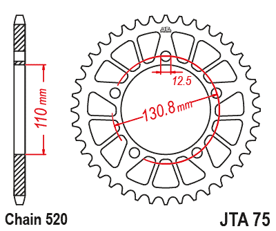 REAR SPROCKET ALLOY JTA75.40, BMW 520 Chain Conversion thumbnail 3