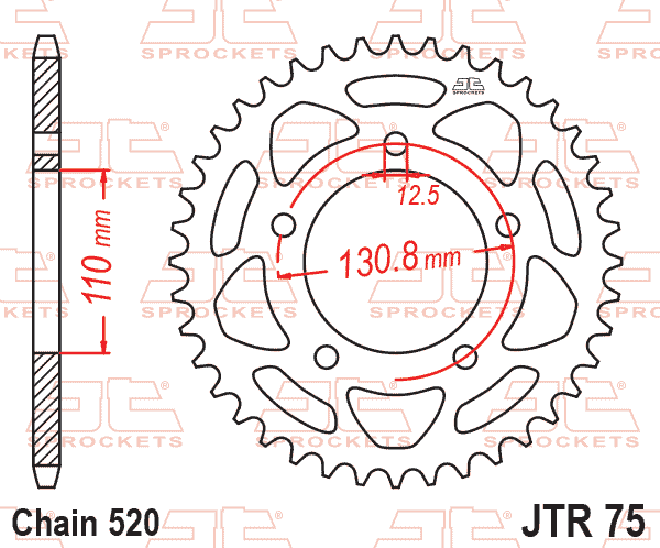 REAR SPROCKET STEEL JTR75.44, BMW 520 Chain Conversion thumbnail 2