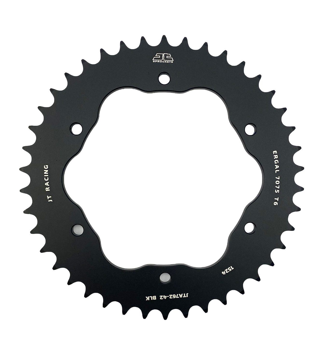 REAR SPROCKET ALLOY BLACK, JTA762.42BLK.7075-T6 Aluminium. DUCATI 520 Chain Conversion thumbnail 3
