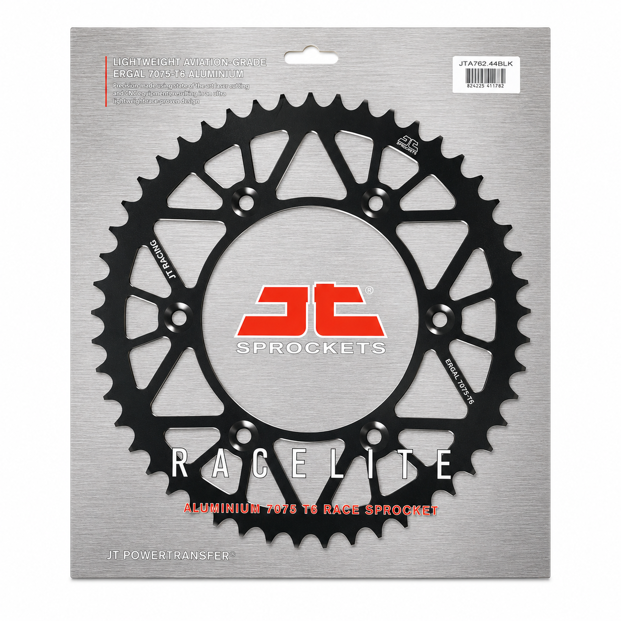 REAR SPROCKET ALLOY BLACK, JTA762.44BLK.7075-T6 Aluminium. DUCATI 520 Chain Conversion thumbnail 2