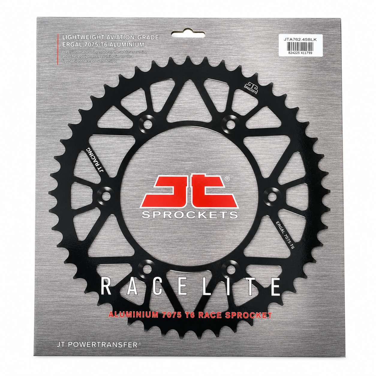 REAR SPROCKET ALLOY BLACK, JTA762.45BLK.7075-T6 Aluminium. DUCATI 520 Chain Conversion thumbnail 2