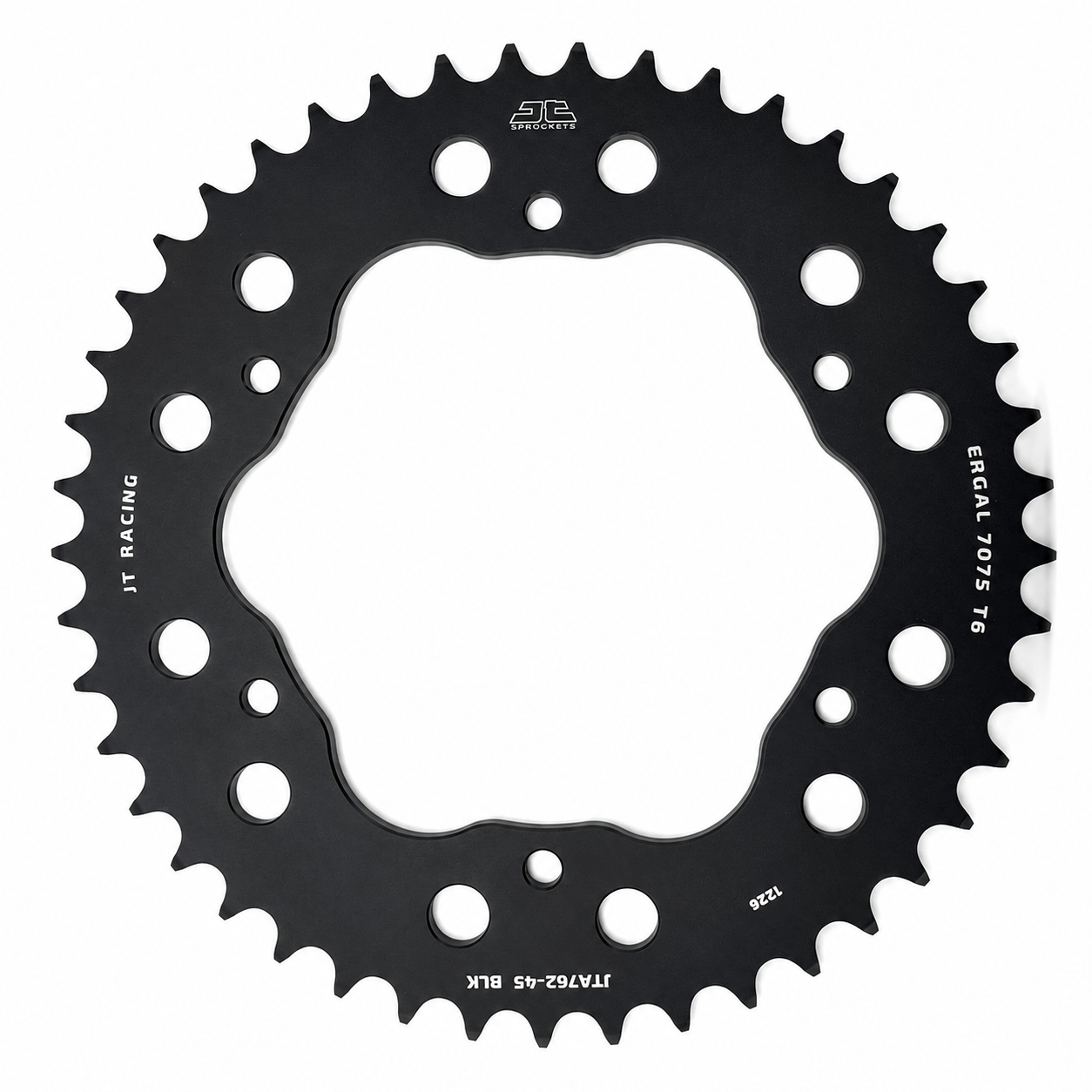 REAR SPROCKET ALLOY BLACK, JTA762.45BLK.7075-T6 Aluminium. DUCATI 520 Chain Conversion image 1