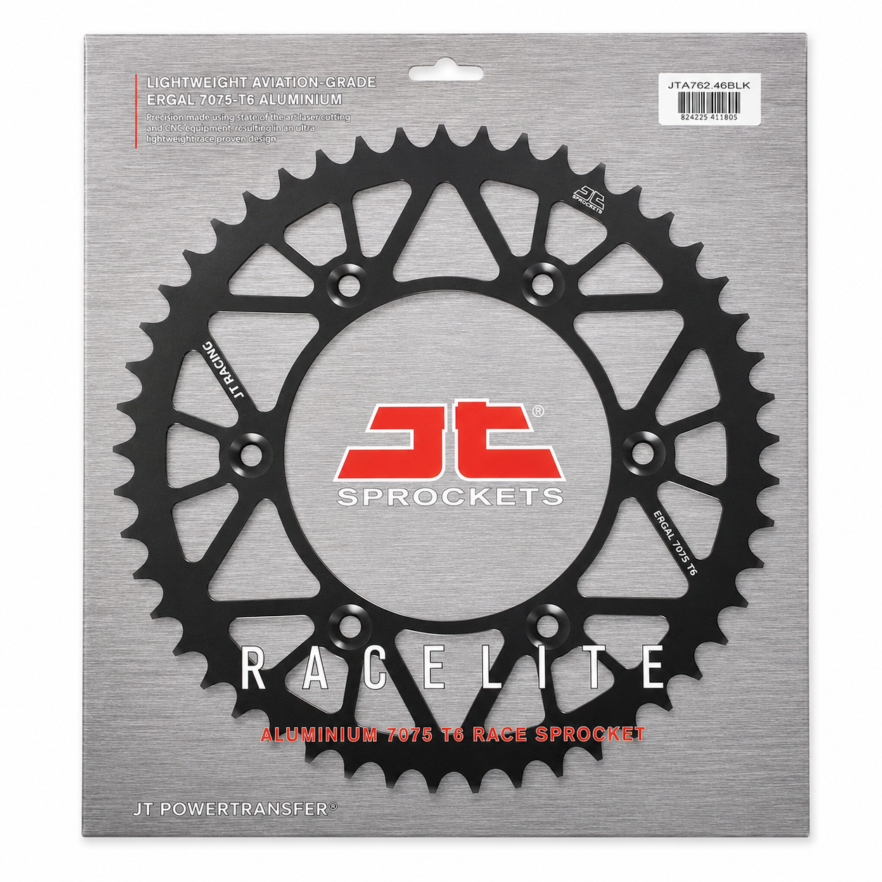 REAR SPROCKET ALLOY BLACK, JTA762.46BLK.7075-T6 Aluminium. DUCATI 520 Chain Conversion thumbnail 2