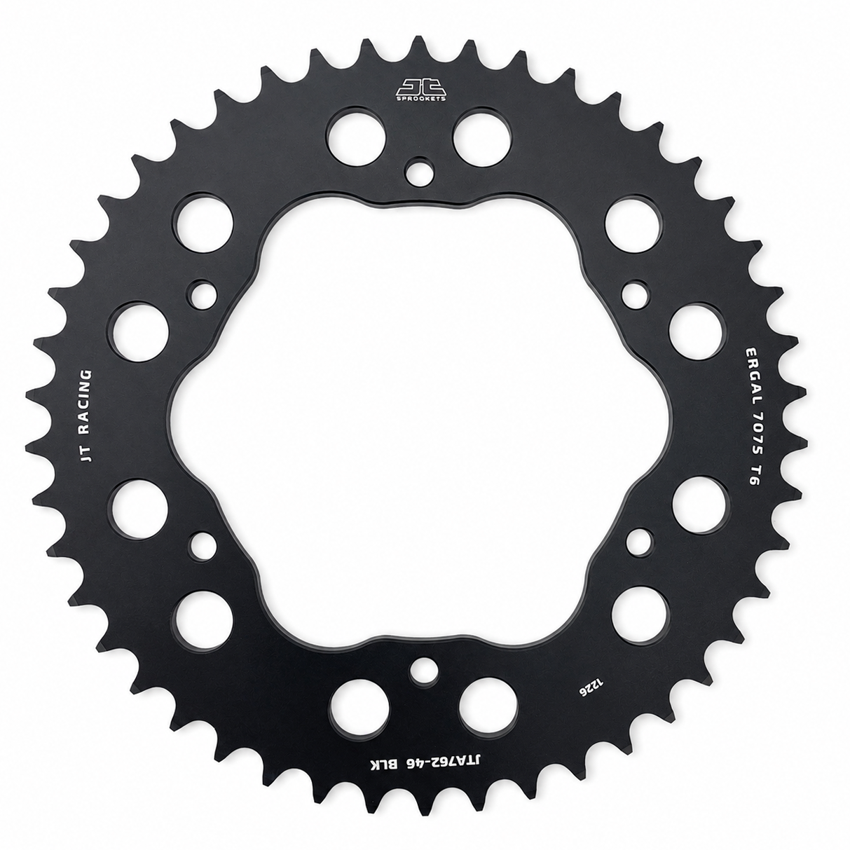 REAR SPROCKET ALLOY BLACK, JTA762.46BLK.7075-T6 Aluminium. DUCATI 520 Chain Conversion image 1