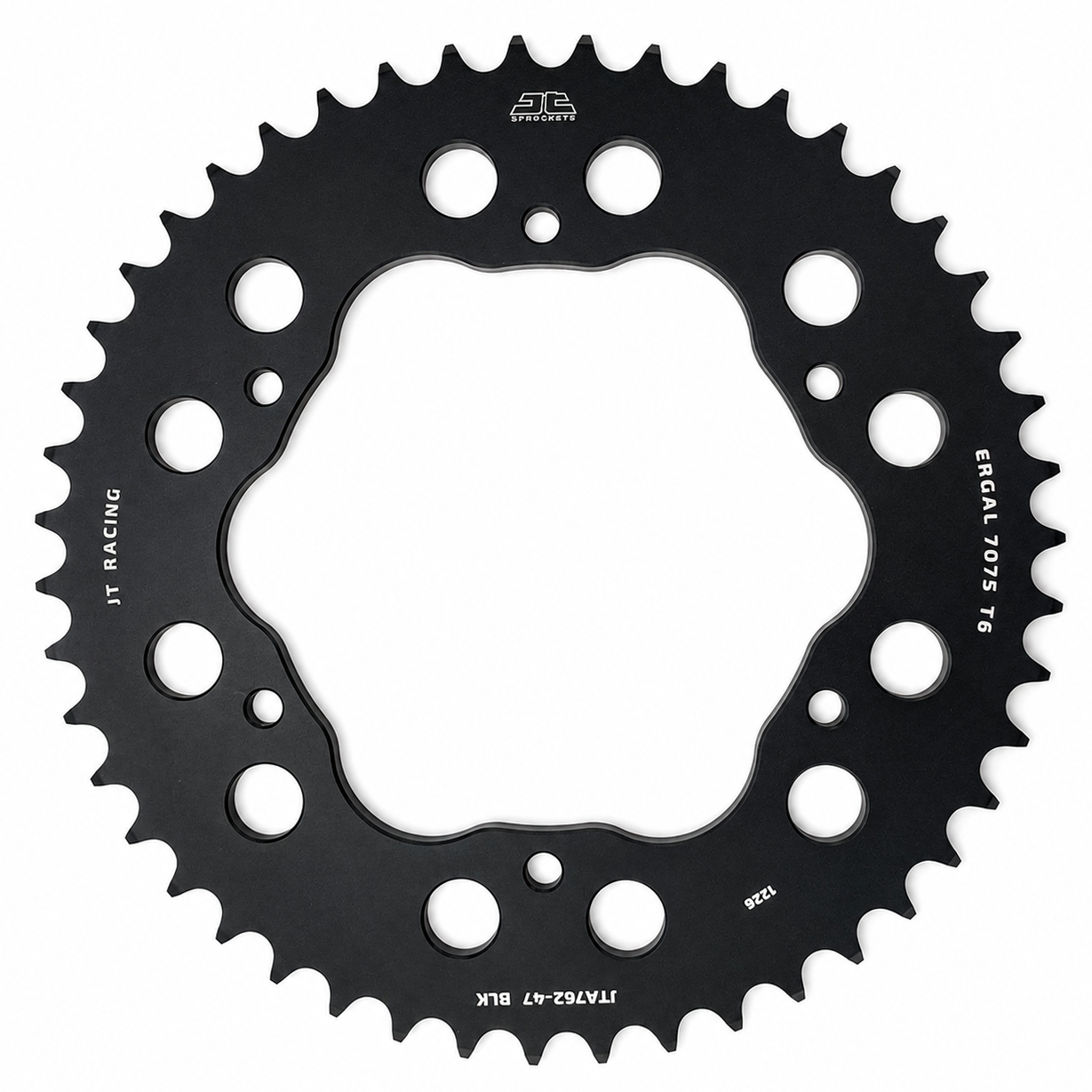 REAR SPROCKET ALLOY BLACK, JTA762.47BLK.7075-T6 Aluminium. DUCATI 520 Chain Conversion image 1