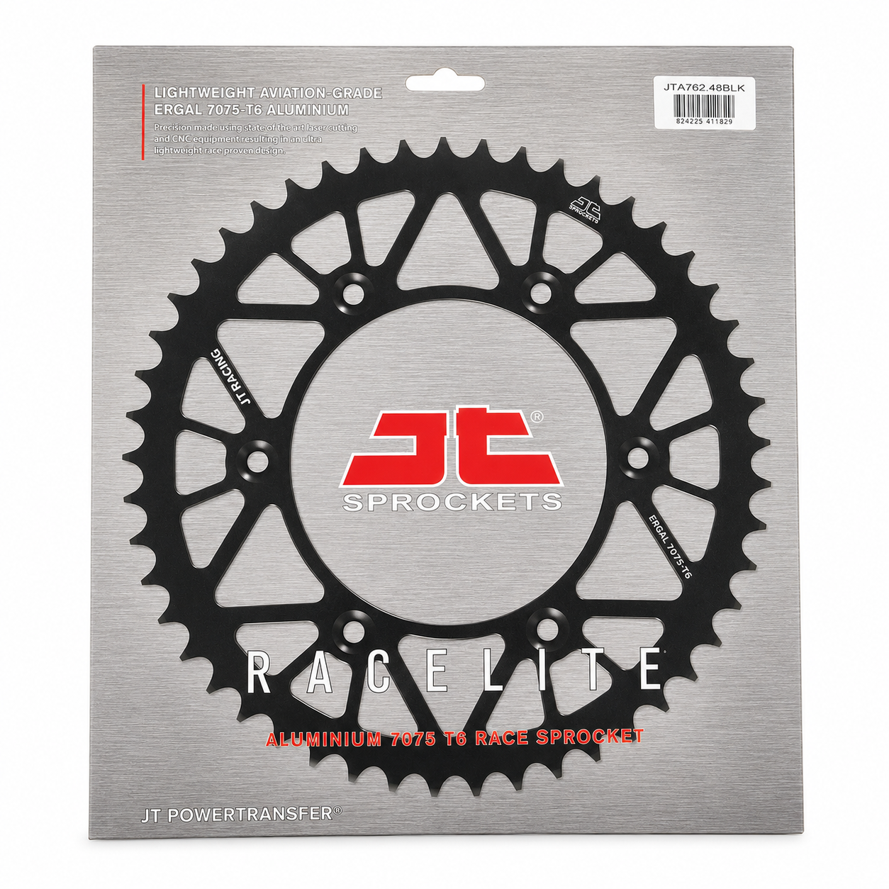 REAR SPROCKET ALLOY BLACK, JTA762.48BLK.7075-T6 Aluminium. DUCATI 520 Chain Conversion thumbnail 2