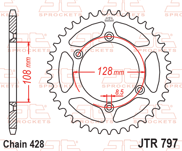 REAR SPROCKET JTR797.51 JT 428 thumbnail 2