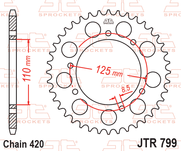 REAR SPROCKET JTR799.50 JT 420 thumbnail 2