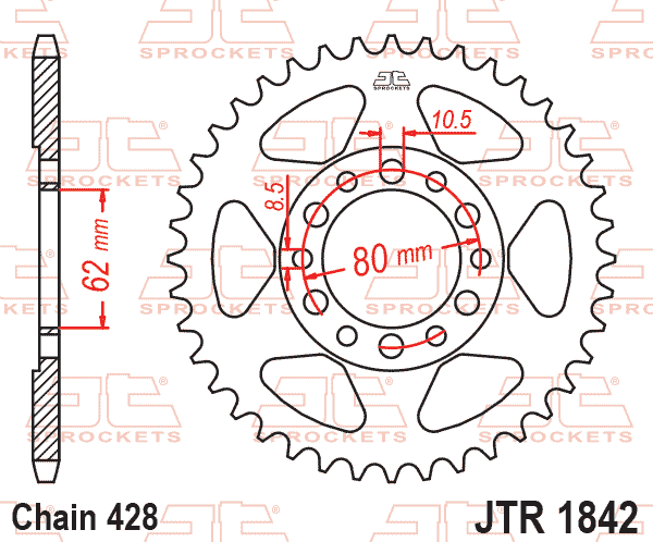 REAR SPROCKET JTR1842.37 STEEL BLACK SR1842-37 thumbnail 2
