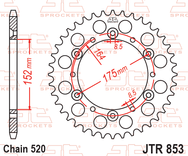 REAR SPROCKET STEEL JTR853.43 Black thumbnail 3