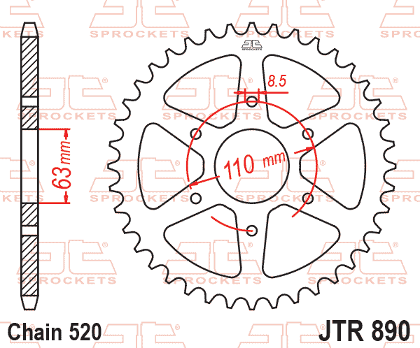 REAR SPROCKET JTR890.44ZBK JT STEEL BLACK 520 thumbnail 4