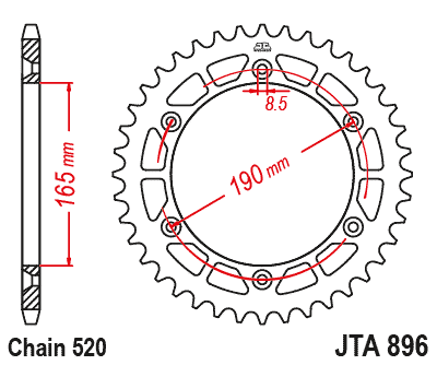 REAR SPROCKET ALLOY SILVER, JTA896.50 JT 7075-T6 Aluminium thumbnail 4