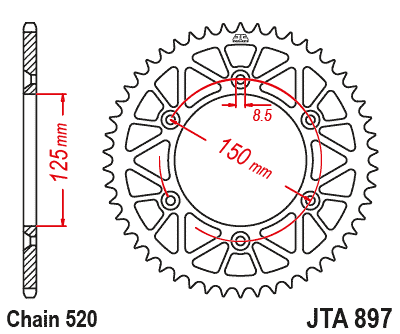 REAR SPROCKET ALLOY BLACK, JTA897.42BLK thumbnail 4