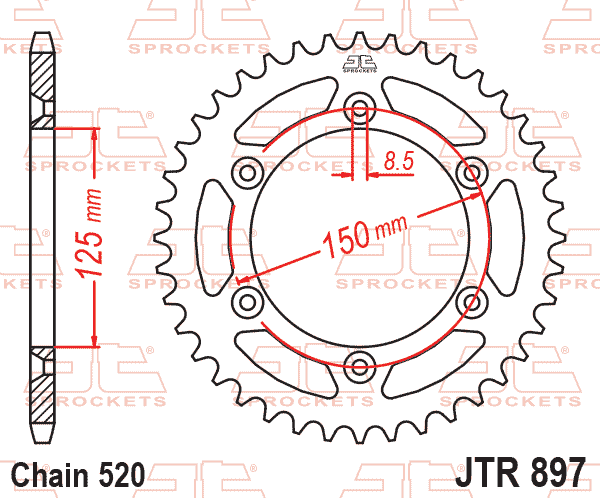 REAR SPROCKET STEEL JTR897 JT JTR897.42, SR897-42 thumbnail 6