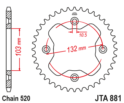 REAR SPROCKET ALLOY SILVER ATV, JTA881.38 7075-T6 Aluminium thumbnail 6