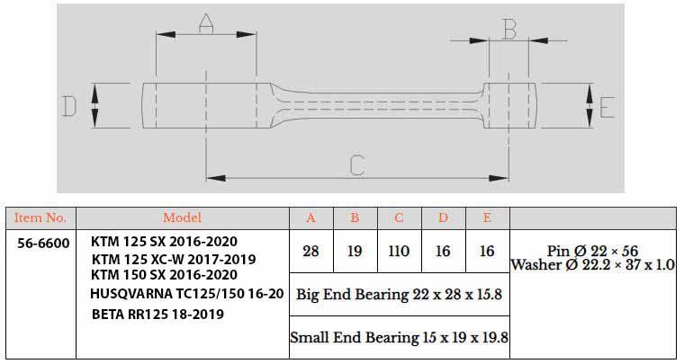 CONNECTING ROD KTM125 16-22, PSYCHIC MX-09613 thumbnail 2
