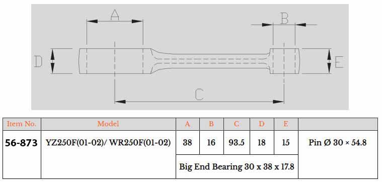 CONNECTING ROD YZF/WRF250, PSYCHIC MX-09614, 5NL-11651-00-00, 5NL-11651-10-00 thumbnail 3