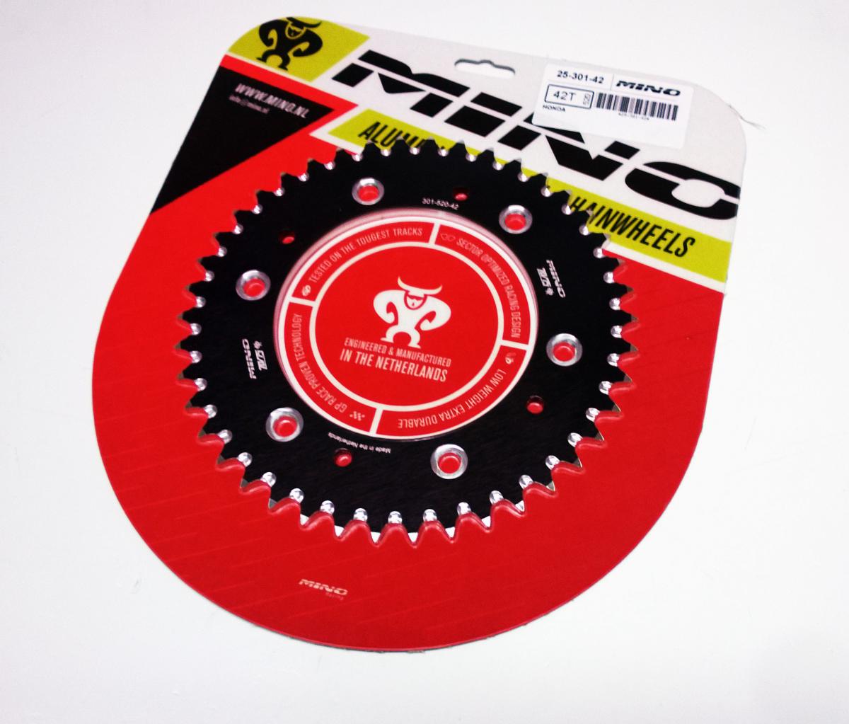MNO REAR SPROCKET ALLOY 301/210 BLACK, 25-301-42 BLACK DOUBLE DRILLED JTR301, JTR210 thumbnail 2