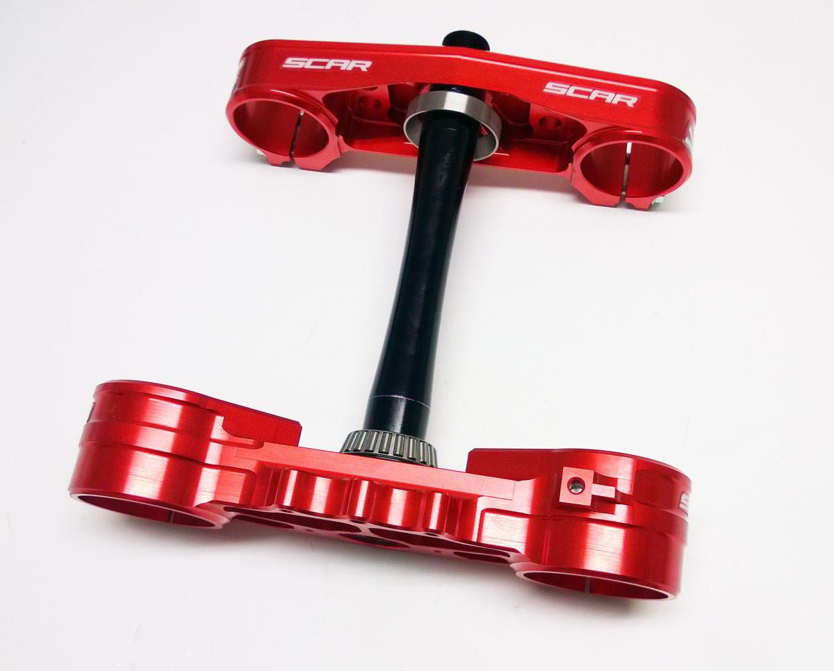 TRIPLE CLAMPS RED 97-07 HONDA CR CRF 125 250 450 R 22mm OFFSET 53219-KZ3-J20 SCAR S2418 thumbnail 2