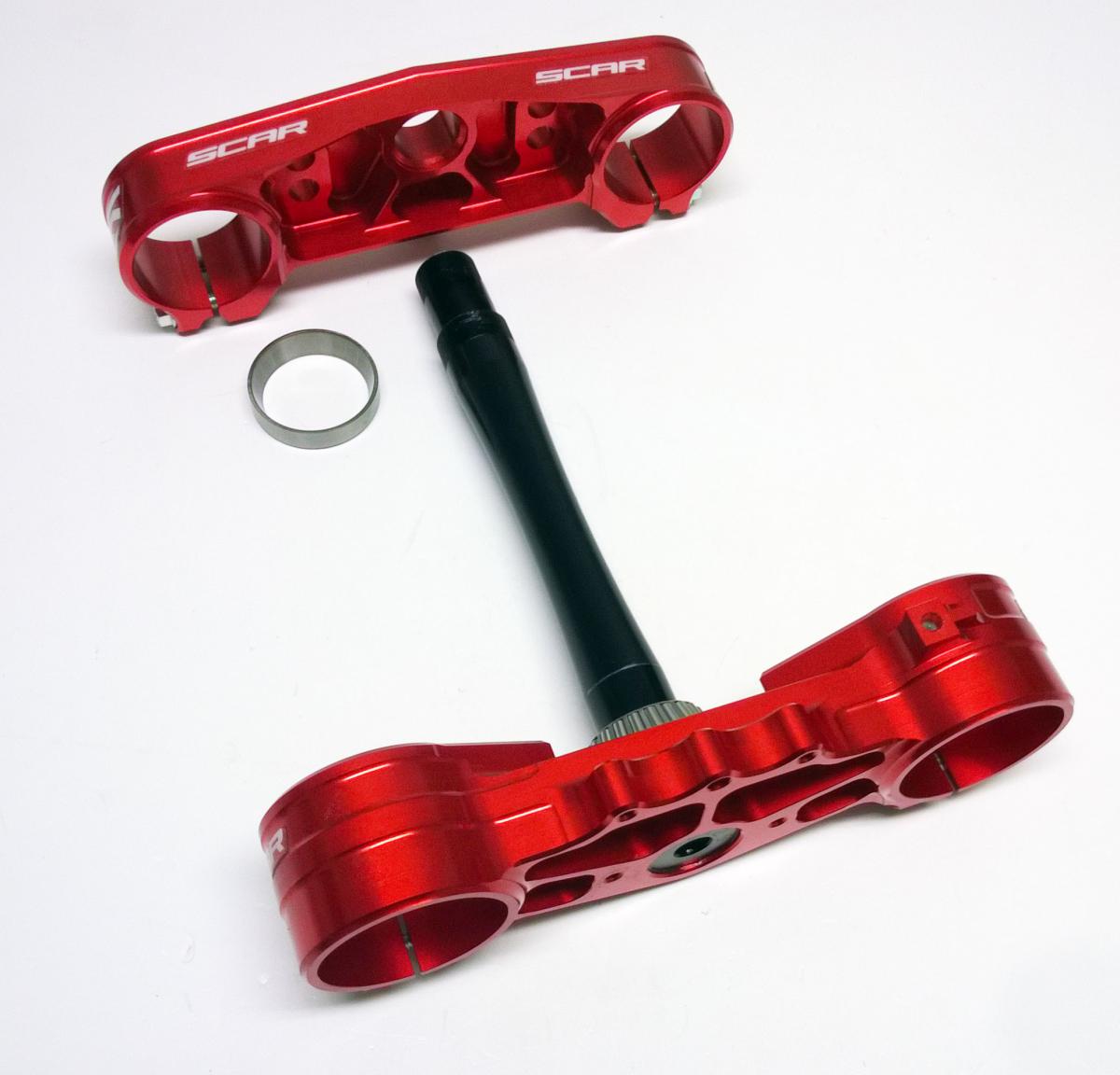 TRIPLE CLAMPS RED 97-07 HONDA CR CRF 125 250 450 R 22mm OFFSET 53219-KZ3-J20 SCAR S2418 thumbnail 4
