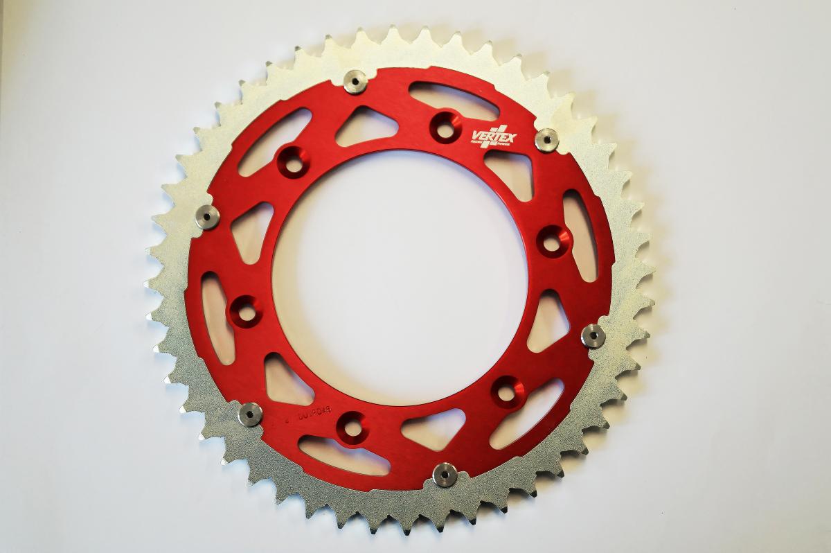REAR SPROCKET TWINRING 210, VERTEX 892-210DUORD50, RED, 707576 ALLOY & C45 STEEL image 1