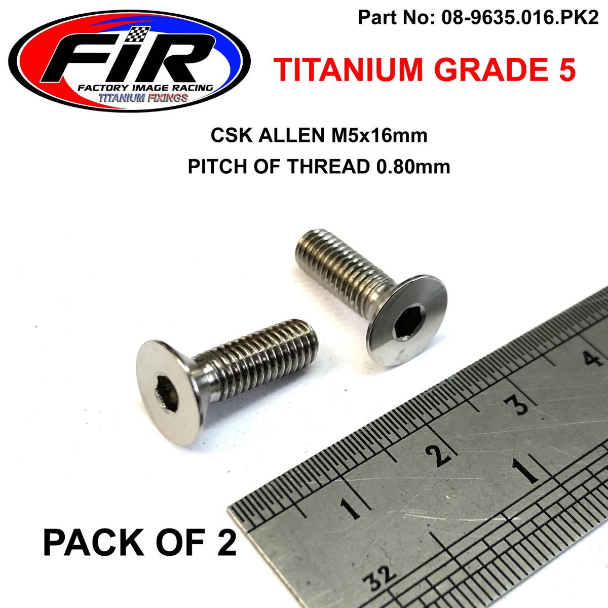 TITANIUM CSK ALLEN M5X16mm, TITANIUM GRADE 5 / PK 2 image 1